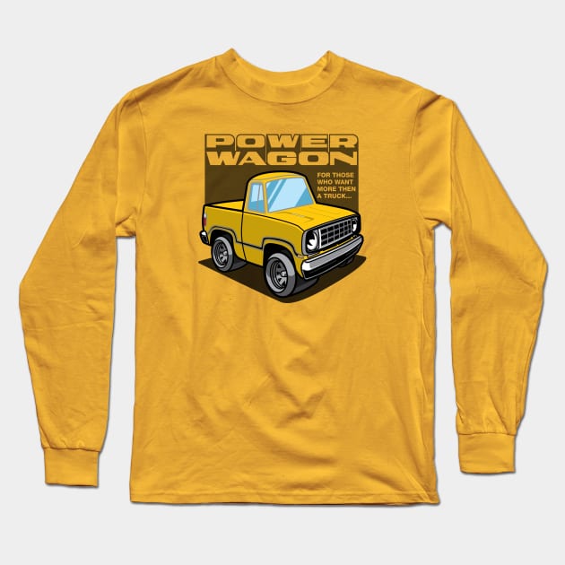 School Bus Yellow - Power Wagon (White Base) Long Sleeve T-Shirt by jepegdesign